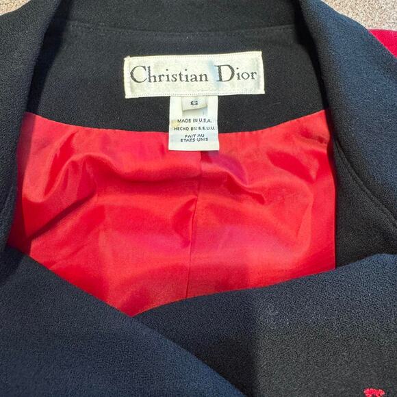 VTG Christian dior vintage 80s Red Black Gold Buttons blazer jacket 6 - Picture 3 of 7